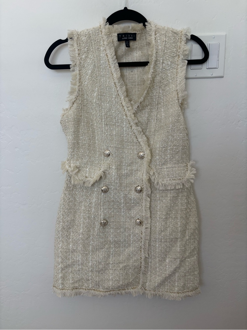 Trixxi Cream Tweed  Sleeveless Dress